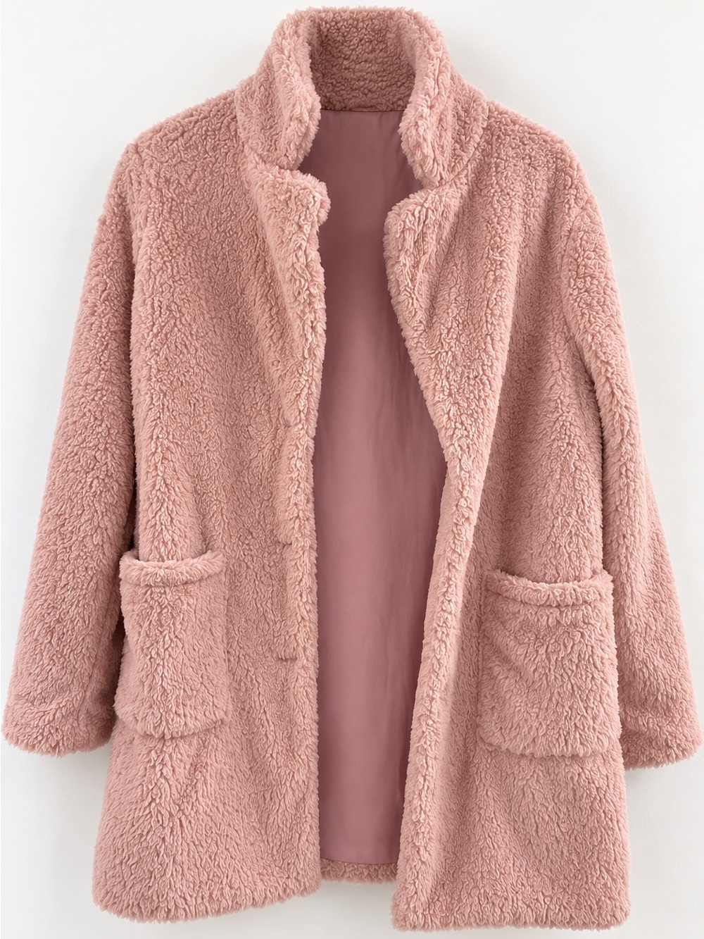 Women's Plush Teddy Coat - Blush Pink